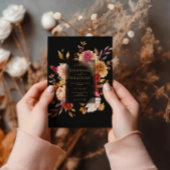 Zwart Terracotta Herfst Floral Boho Chic Bruiloft Kaart