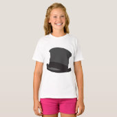 Zwart Top Hat Meisjes T-shirt (Voorkant volledig)