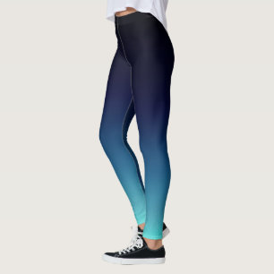Zwart tot diep Zee Aqua Blue Ombre gradiënt verva Leggings
