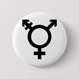 Zwart transgendersymbool ronde button 5,7 cm