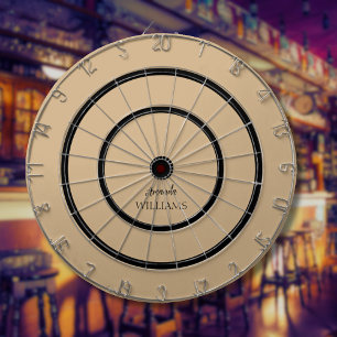 Zwart Trendy Elegant Voornaam   Tan Brown Dartbord