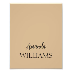 Zwart Trendy Elegant Voornaam   Tan Brown Foto Afdruk