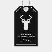 Zwart Trendy Hertenhoofd Cadeaulabel (Voorkant)