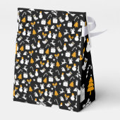 Zwart Trendy Kerst Naadloos Patroon Bedankdoosjes (Achterkant)