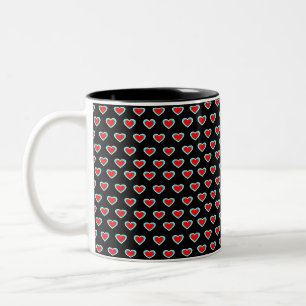 Zwart - Tri Color Hartjes Klassieke Mok, 325 ml Tweekleurige Koffiemok