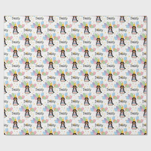 Zwart Tri gekleurde Cockapoo Cavapoo hond Verjaard Cadeaupapier (Vlak)