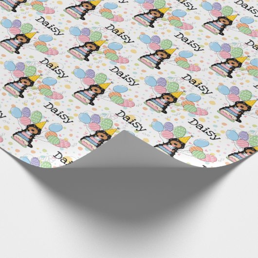 Zwart Tri gekleurde Cockapoo Cavapoo hond Verjaard Cadeaupapier (Hoek)