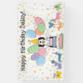 Zwart Tri Kleur Sheepadoodle Hond Verjaardagsfeest Spandoek (Verticaal)