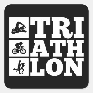 Zwart · Triathlon Motivatie Vierkante Sticker