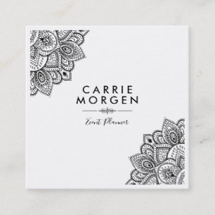 Zwart Tribal Mandal Corner Lijst Vierkante Visitekaartje