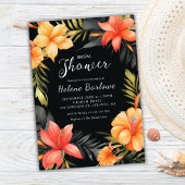 Zwart Tropisch Bruiloft Vrijgezellenfeest Kaart