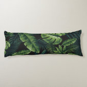 Zwart tropisch patroon lichaamskussen (Achterkant)