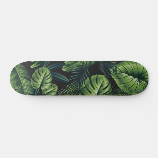 Zwart tropisch patroon skateboard (Horizontaal)