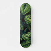 Zwart tropisch patroon skateboard (Voorkant)