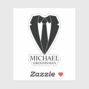Zwart trouwpak en Stropdas Gepersonaliseerde Groom Sticker