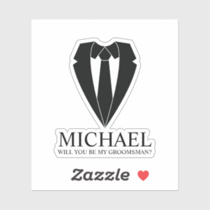 Zwart Trouwpak Gepersonaliseerde Groomsman Voorste Sticker