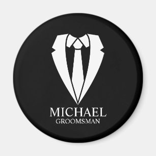 Zwart trouwpak Gepersonaliseerde Groomsmen Magneet