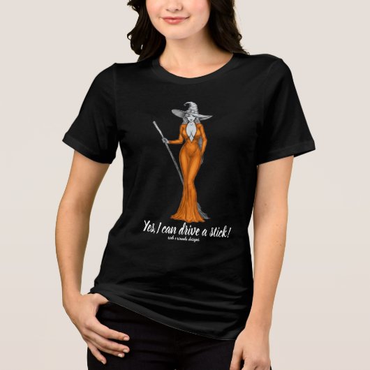 Zwart Tshirt Halloween  Witch Funny Gezegde (Voorkant)