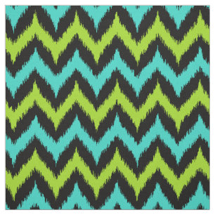 Zwart, Turquoise en groen Zigzag Ikat Pattern Stof