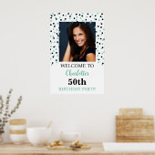 Zwart Turquoise verjaardagsfeestje op maat 20x30 f Poster (Keuken)