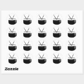 Zwart tv-pictogram ronde sticker (Vel)
