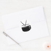 Zwart tv-pictogram ronde sticker (Envelop)