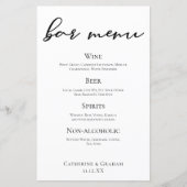 Zwart Typografie Elegant Formal Wedding Bar Menu (Voorkant)