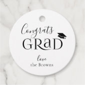 Zwart Typografie Modern Afstuderen dank u Favor Bedankjes Labels (Voorkant)