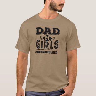 Zwart Typografie Papa van Meisjes In de minderheid T-shirt