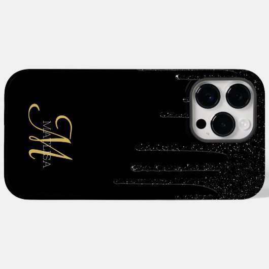 Zwart uitstrijken glitter-monogram - Aangepast scr Case-Mate iPhone Case (Achterkant (horizontaal))