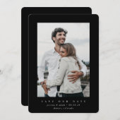 Zwart ultra-minimaal opslaan Datum fotokaart Save The Date (Voorkant / Achterkant)