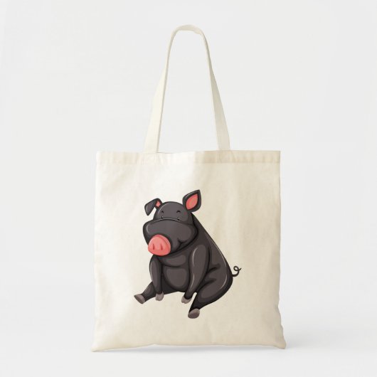 Zwart varken tote bag (Voorkant)