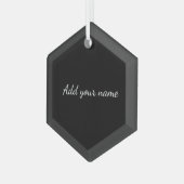 Zwart vast add naam tekstbericht hier werpen pijpl glas ornament (Voorkant links)