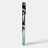 Zwart Vector Damask  Blauw Case-Mate iPhone Case (Achterkant / Rechts)