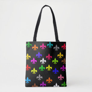 Zwart Veelkleurig Fleur-de-lis Patroonontwerp Draagtas