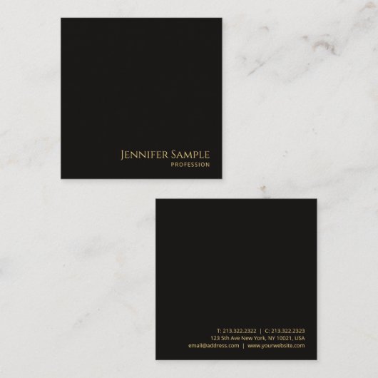 Zwart Velvet Custom Modern Elegant Luxe Best Vierkante Visitekaartje (Voorkant / Achterkant)