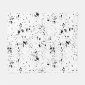 Zwart verf splatter patroon fleece deken (Voorkant (Horizontaal))