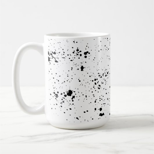 Zwart verf splatter patroon koffiemok (Links)
