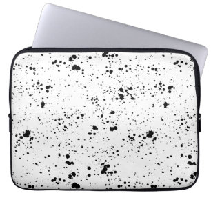 Zwart verf splatter patroon laptop sleeve