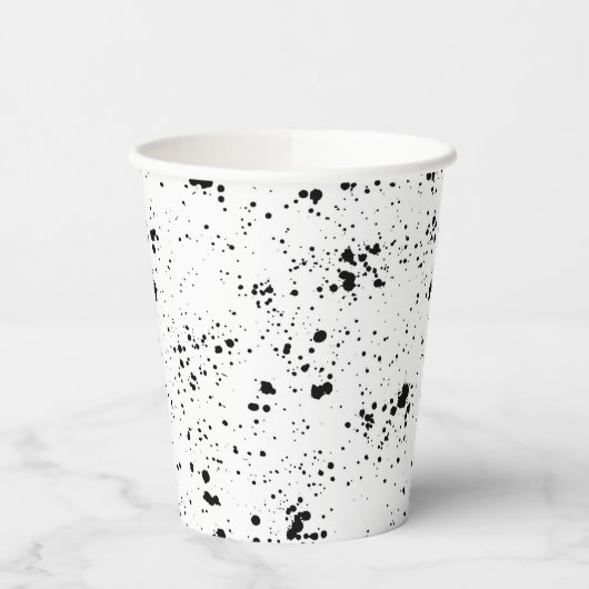 Zwart verf splatter patroon papieren bekers (Links)