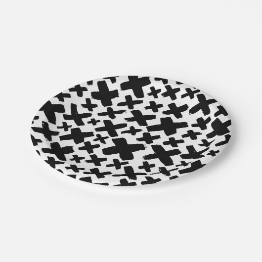 Zwart verfspatroon papieren bordje (Gekanteld)