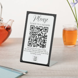 Zwart Verlaat ons een review QR-code Pedestal Sign Reclamebord Met Voetstuk