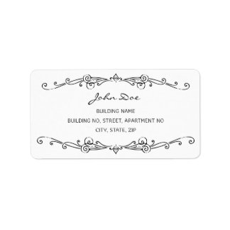 Zwart  versierend Lijst grensadres Etiket