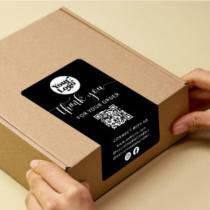 Zwart Verzendpakket QR Code Logo Box Verzegellabel Etiket