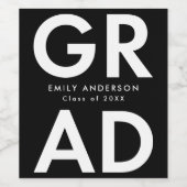 Zwart | Vet Afstudeerder Afstuderen Wijn Etiket (Enkel label)