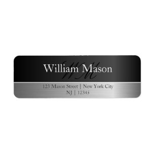 Zwart vet en geborsteld staal monogram Adres label