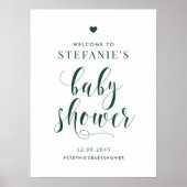Zwart vet script Baby shower Welkomstteken Poster (Voorkant)
