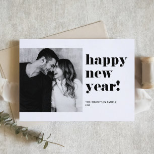 Zwart Vet Typografie Foto Gelukkig Nieuwjaar 2025 Feestdagen Kaart