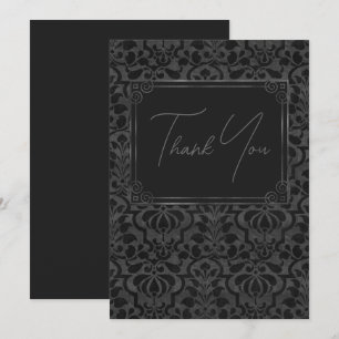 Zwart  Victoriaans damast met Folie rand Bedankkaart