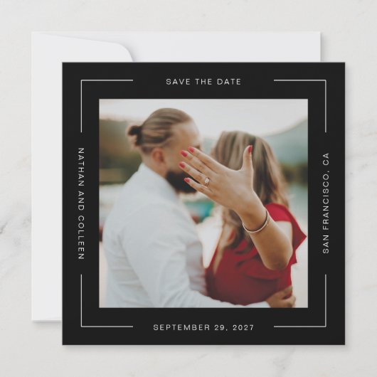 Zwart vierkant Alle rond Lijst Tekst opslaan Datum (Voorkant)